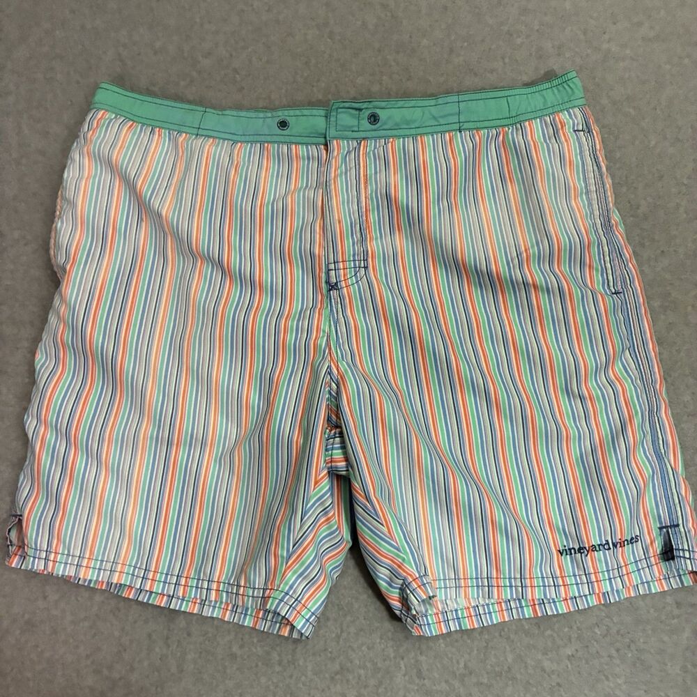 Vineyard Vines Mens M Striped Swim Trunks Board Shorts Beach Pool Multicolor